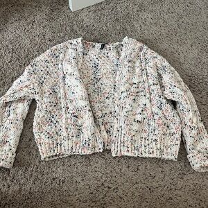 Moon & Madison white with multi colored speckles cardigan